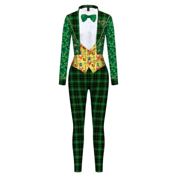St. Patrick's Day Green Bow Digital Print Performance Dress - Image 6