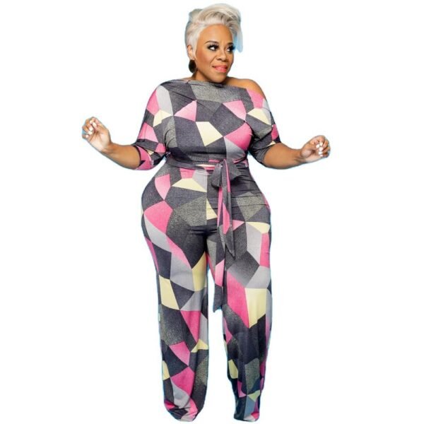 Knitted And Emerized Digital Printing Irregular Jumpsuit - Image 5