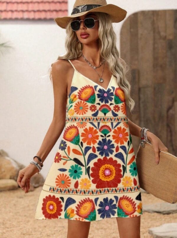 Spring Women's Retro Printed Sleeveless Dress - Image 6