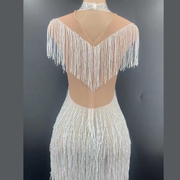 New Lady Wind Goddess Tassel Hanging Neck Dress Heavy Industry Nail Beads Hot Drill Luxury Design - Image 6