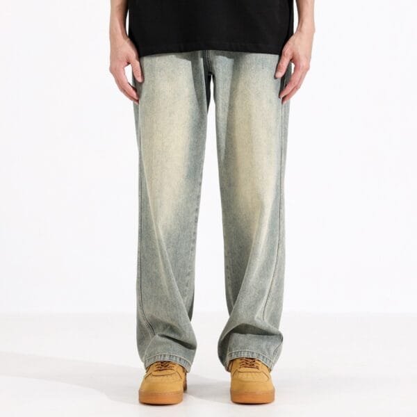 Yellow Mud Dyed Straight Jeans For Men - Image 2