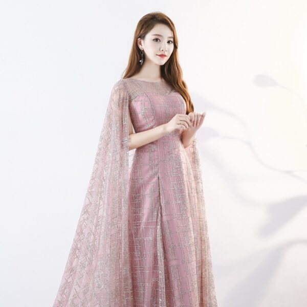 Long Slim Cloak Trailer Performance Dress - Image 2