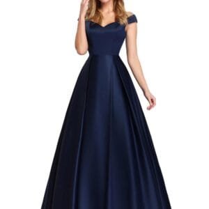 V-neck Solid Color Long Vintage Gown Dress