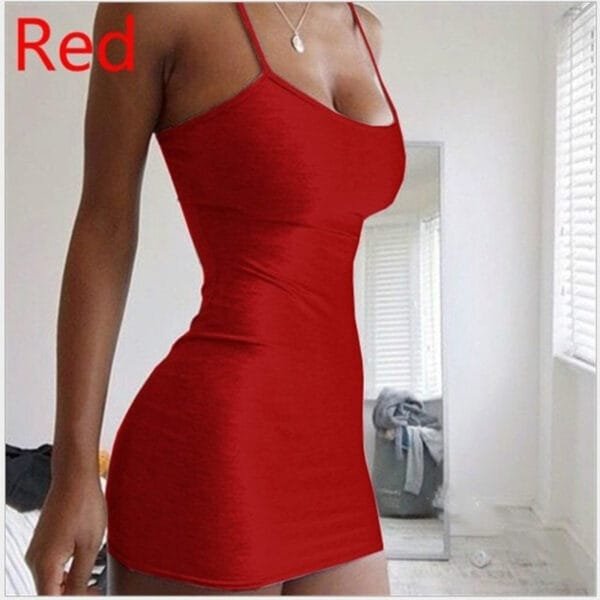 Pure Color Simple Hanging Neck Tight-fitting Hip Skirt - Image 2