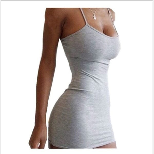 Pure Color Simple Hanging Neck Tight-fitting Hip Skirt - Image 5