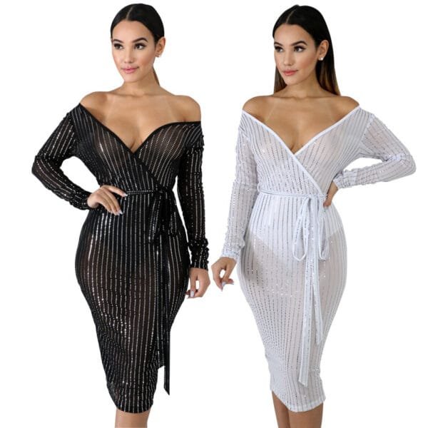 Deep V dress with screen punch - Image 3