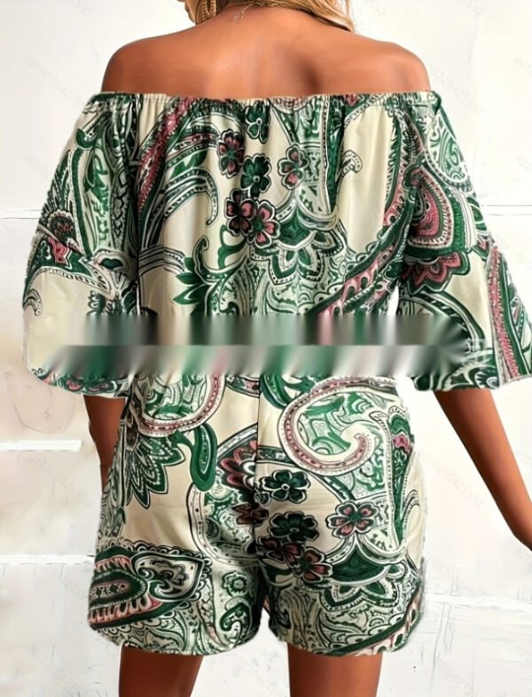 Women's Ethnic Off-shoulder One-piece Shorts - Image 3