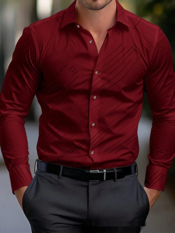 Business Men's Diagonal Striped Shirt Casual Plus Size - Image 6