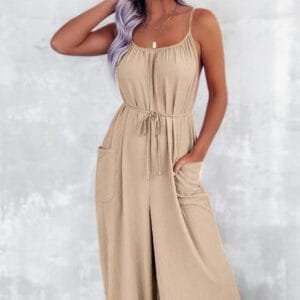 Women's Loose Pockets Suspender Jumpsuit