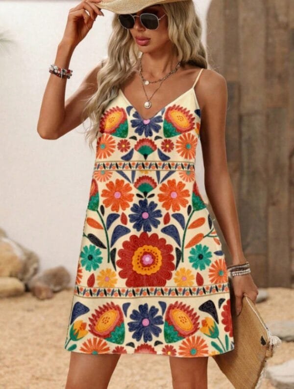 Spring Women's Retro Printed Sleeveless Dress - Image 3
