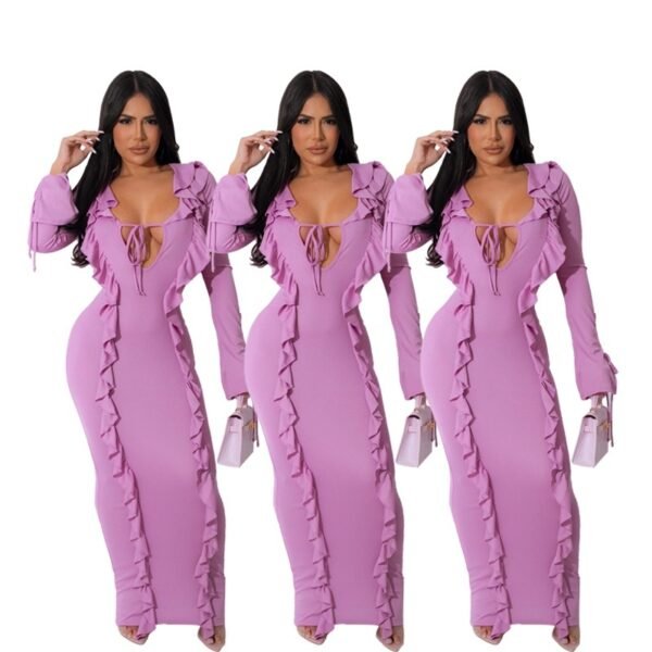 Pure Color Tied Stringy Selvedge Dress - Image 8
