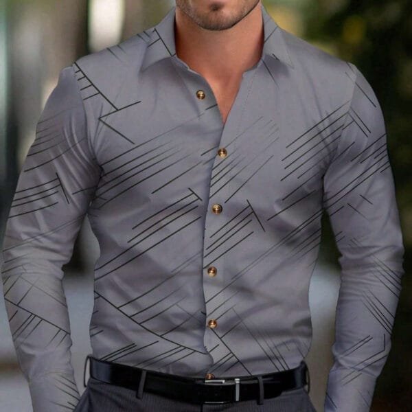 Business Men's Diagonal Striped Shirt Casual Plus Size - Image 7