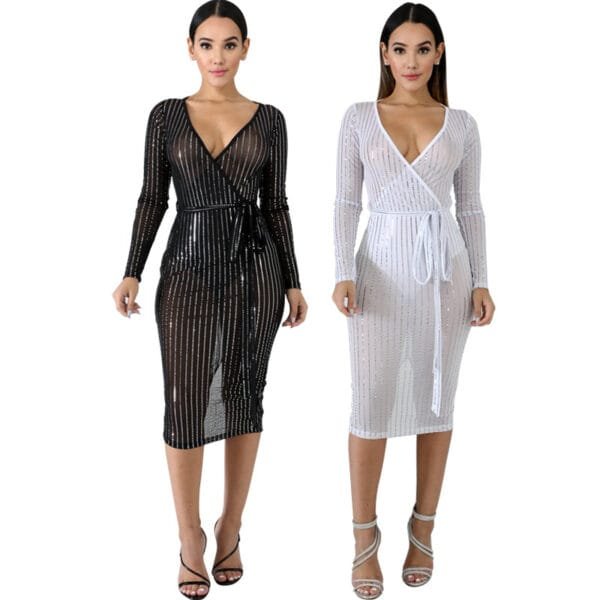 Deep V dress with screen punch - Image 2