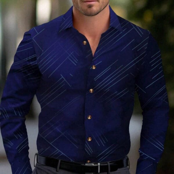 Business Men's Diagonal Striped Shirt Casual Plus Size - Image 4