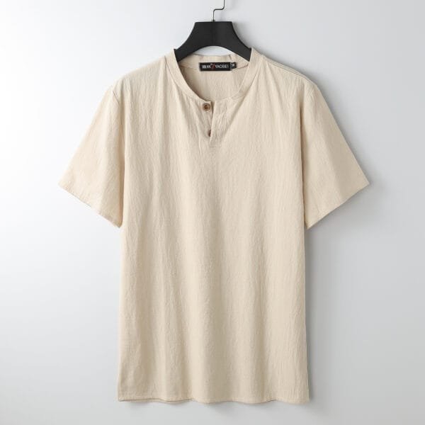 Short Sleeve T-shirt Sub-cotton And Linen Slit Loose Plus-sized Half Sleeve - Image 5