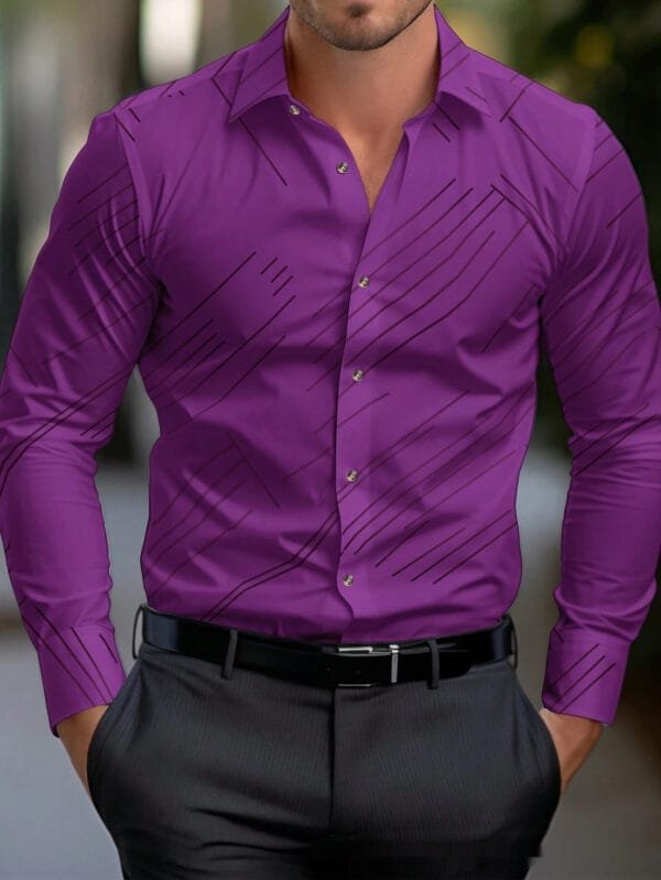 Business Men's Diagonal Striped Shirt Casual Plus Size - Image 8