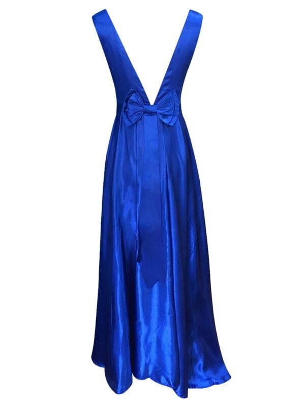 Deep V Neck Sleeveless Backless Bow Ball Evening Dress - Image 5