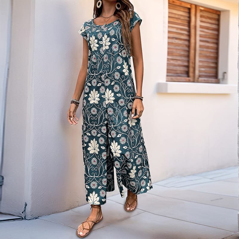 European And American Jumpsuit Printed Wide Leg Jumpsuit - Image 6