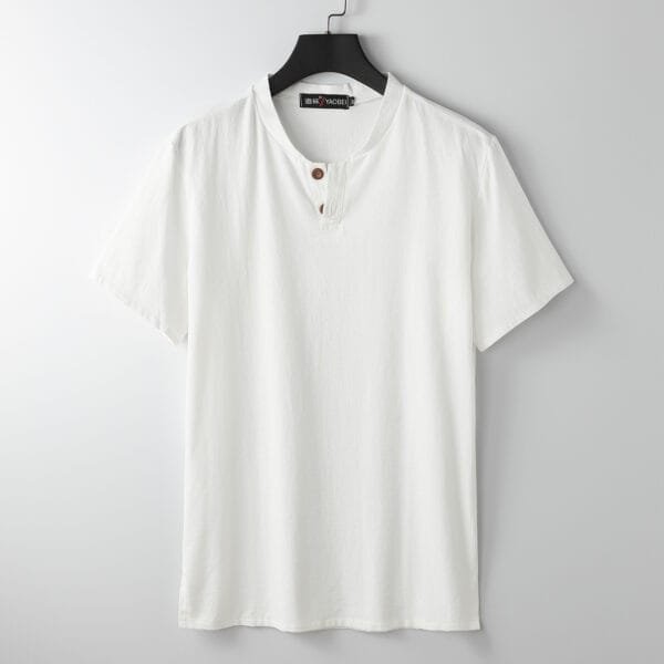 Short Sleeve T-shirt Sub-cotton And Linen Slit Loose Plus-sized Half Sleeve - Image 2