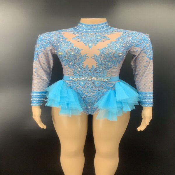 Dance Sexy Shiny Rhinestone Mesh Jumpsuit Stage Performance Costume Women - Image 4