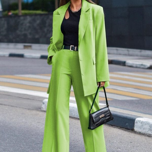 Autumn And Winter New Solid Color Long-sleeved Women's Casual Suit Two-piece Suit - Image 4