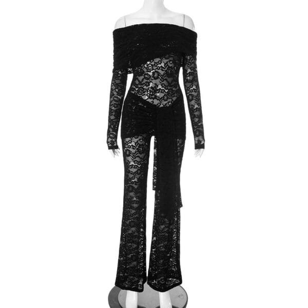 Lace Stitching Sexy See-through Jumpsuit - Image 5