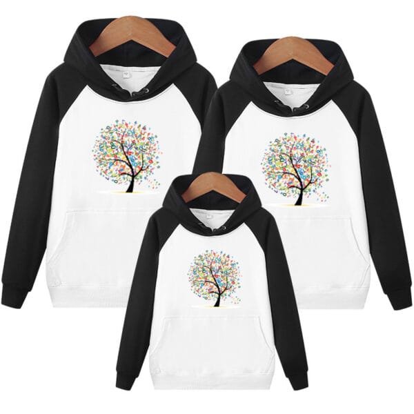 Parent-child Wear A Family Of Three Whole Family Mother And Child Wear Hooded Sweater Coat - Image 7