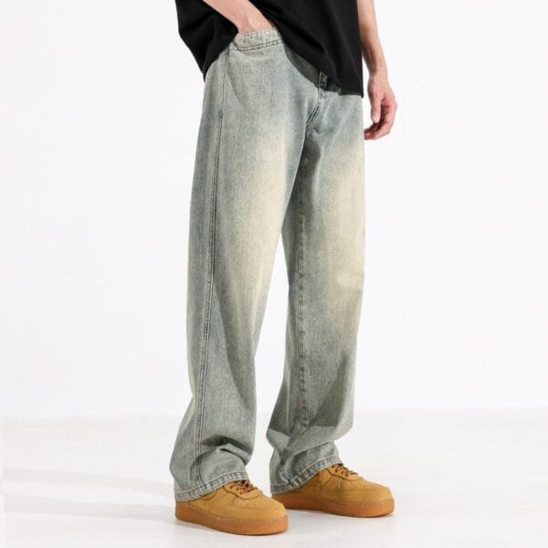 Yellow Mud Dyed Straight Jeans For Men - Image 3