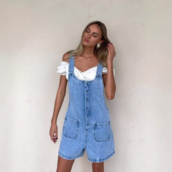 Women's Suspender Trousers Slim Straight One-piece