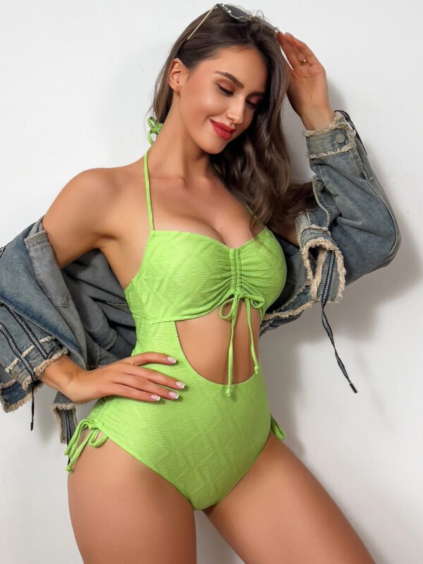 Women's Solid Color Spaghetti Straps One-piece Swimsuit - Image 6