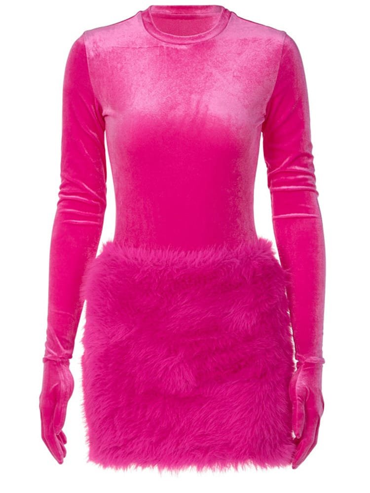 Women's Fashion Inner Match Bottoming Slim-fit Furry Skirt Suit - Image 2