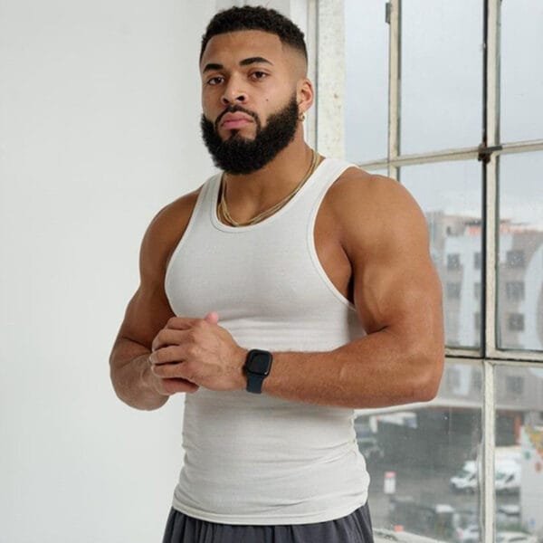 Men's Summer Knitted Ice Silk Rib Fitness Sports Casual Slim Vest - Image 3