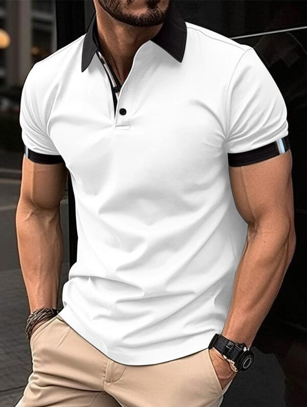 Men's Casual Button Solid Color Short Sleeves - Image 3