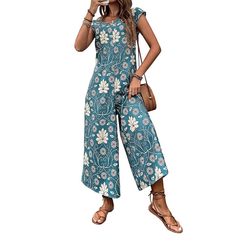 European And American Jumpsuit Printed Wide Leg Jumpsuit - Image 5