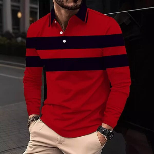 European And American 3D Digital Printing Lapel Short Sleeve Pullover Leisure Men's T-shirt Buckle - Image 4