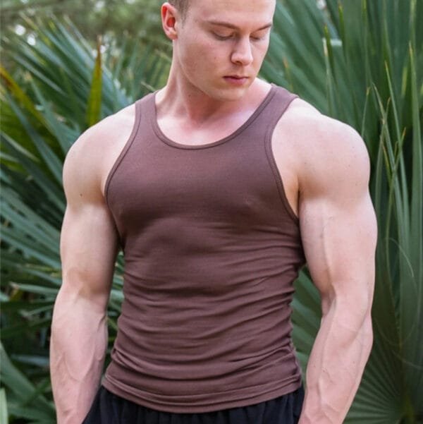 Men's Summer Knitted Ice Silk Rib Fitness Sports Casual Slim Vest - Image 8