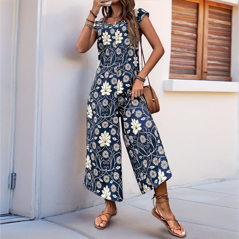 European And American Jumpsuit Printed Wide Leg Jumpsuit - Image 8