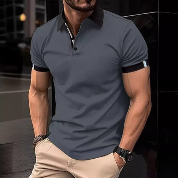 Men's Casual Button Solid Color Short Sleeves - Image 2