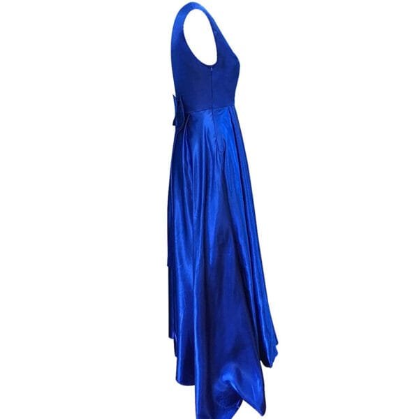 Deep V Neck Sleeveless Backless Bow Ball Evening Dress - Image 3