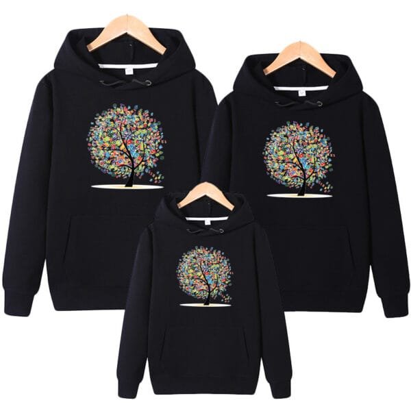 Parent-child Wear A Family Of Three Whole Family Mother And Child Wear Hooded Sweater Coat - Image 2