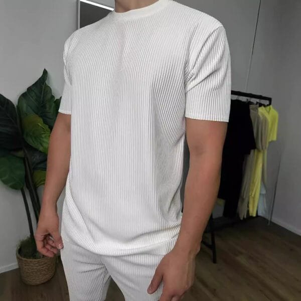 European And American Slim Fit Round Neck Pullover Short Sleeve Trousers Two-piece Set - Image 2
