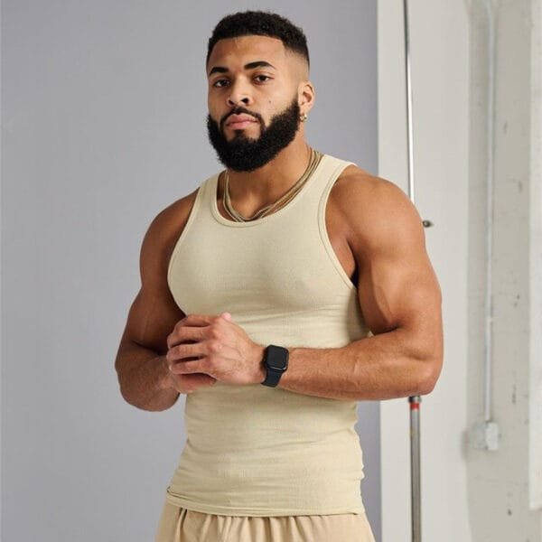 Men's Summer Knitted Ice Silk Rib Fitness Sports Casual Slim Vest - Image 10