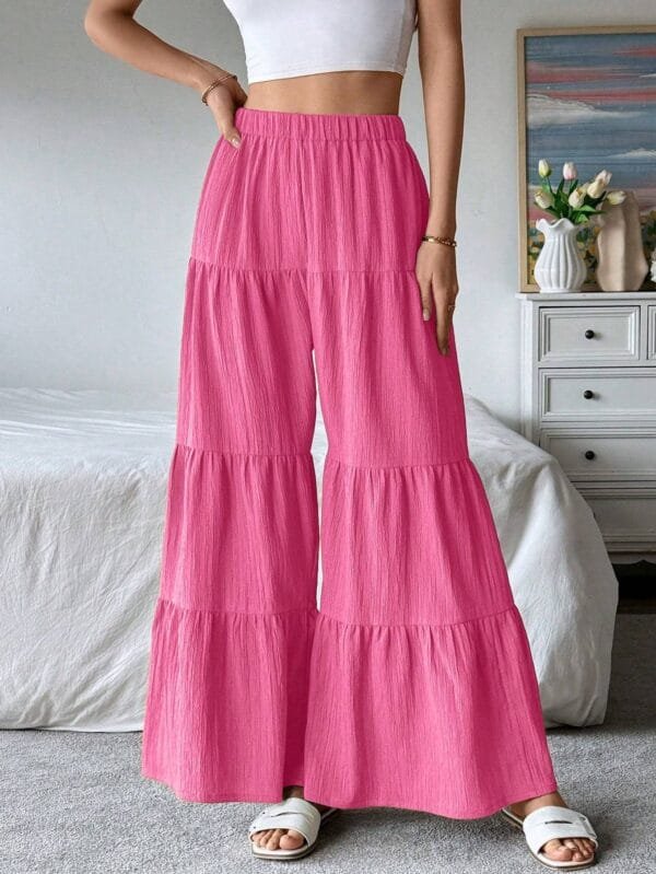 Women's Elegant Textured Casual Comfortable Long Pants - Image 4