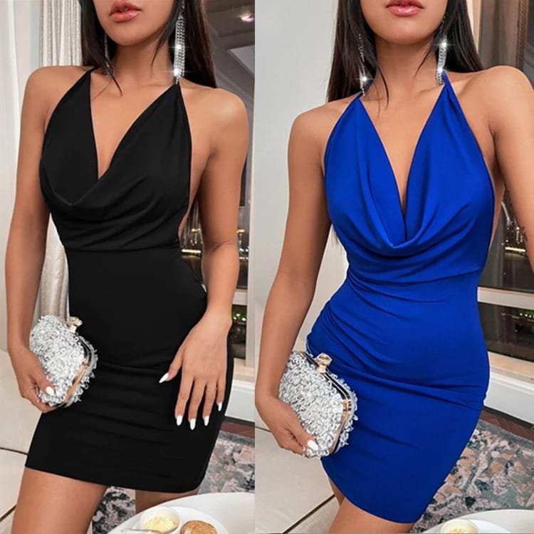 Summer Deep V-neck Dress Temperament Sling Backless Halter Dresses Women's Clothing - Image 8