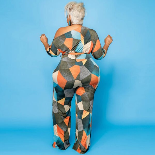 Knitted And Emerized Digital Printing Irregular Jumpsuit - Image 2