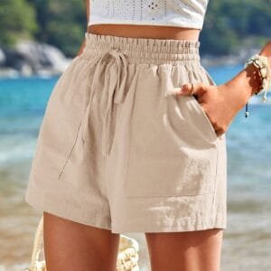 Women's Solid Color Drawstring Waist Spring Shorts