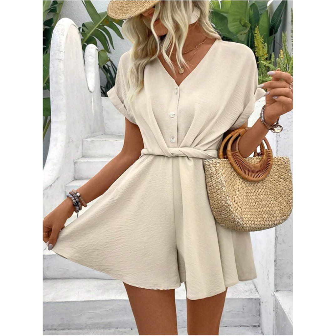 Women's Batwing Sleeve Kinked One-piece Shorts - Image 6