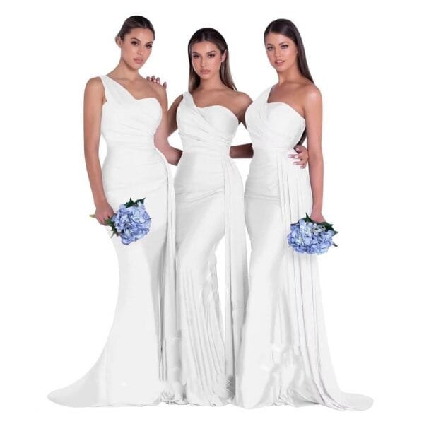 Plus Size Fat MM Mermaid One Shoulder Elegant Wedding Dress - Image 3
