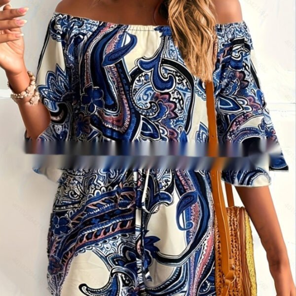 Women's Ethnic Off-shoulder One-piece Shorts