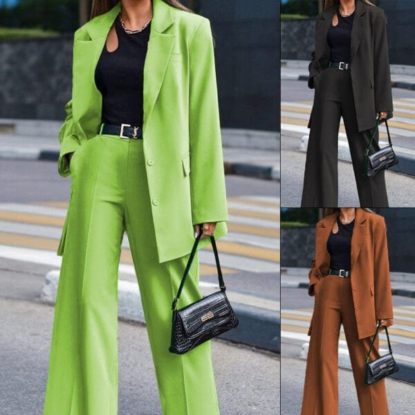 Autumn And Winter New Solid Color Long-sleeved Women's Casual Suit Two-piece Suit - Image 8